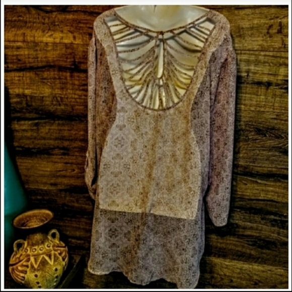 Rush Top Size 3X Sheer High Low Tunic NWT - Picture 3 of 12